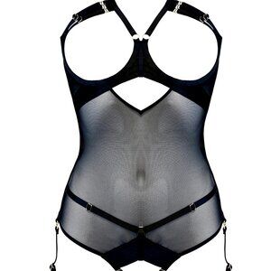 Bordelle Art Deco (Black) Ouvert Bodysuit Size M